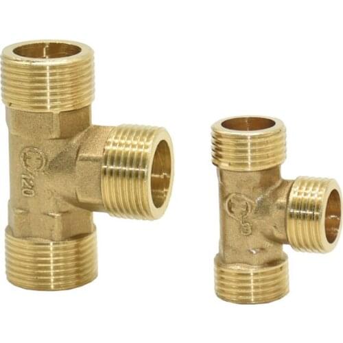 Male thread 1/2 3/4 Plumbing tee Water Splitter Brass T type Connector G1/2 G3/4 Threaded connector Pipe Fittings 7Pcs