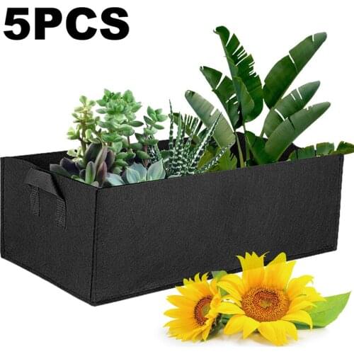 5 pcs Non-toxin Durable 60 x 30 x 20cm Fabric Reusable Garden Plant Bags For Vegetable Tomato Potato Carrot Grow Bags