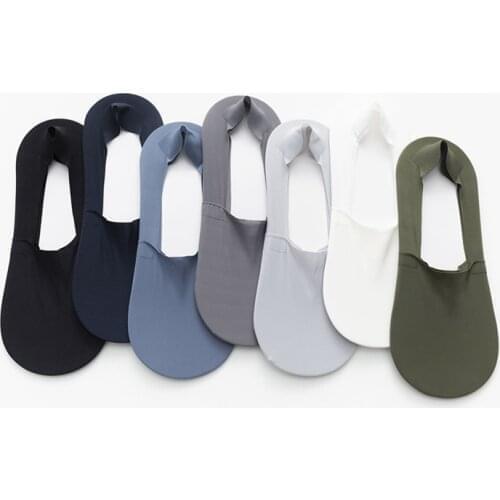 Invisible Casual Socks Non-slip Silicone Low Cut Sock Men Socks Thin Breathable Cool Ice Silk Boat Sock Male Seamless Socks
