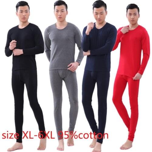 New arrival fashion Men Underwear 95% Pure Cotton super large Youth Lycra Autumn Mens comfortable set plus size XL2X3XL4XL5XL6XL