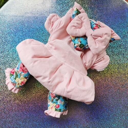 Floral Dog Clothes Winter Dog Jumpsuit Rompers Coat For Small and Medium Dogs Puppy Thick Clothing Warm Pet Apparel 20E