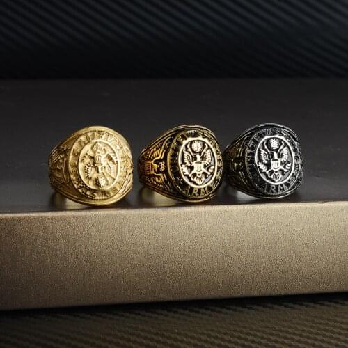 Jewelry Wholesale European and American Street Fashion Personality Hip-hop Punk Style Stainless Steel Badge Eagle Ring for Man