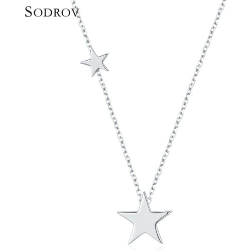 Authentic 925 Sterling Silver Star Pendants Necklace Trendy Elegant Scrub Necklaces Fine Jewelry joyas de plata 925 N021