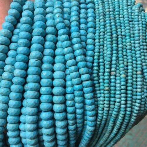 Oblate 3*4/4*6/5*8mm Faceted Blue Turquoises Abacus Bead Natural Stone for Fashion Handmade Jewelry Ornaments Gem stone Bead DIY