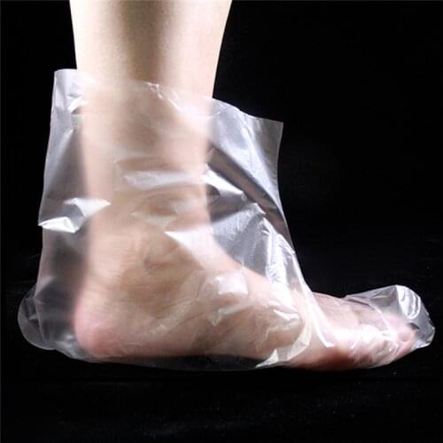 100Pcs Transparent Foot Covers Thin Film Light Disposable Plastic Therapy Bags Foot Gloves Booties for Men Women