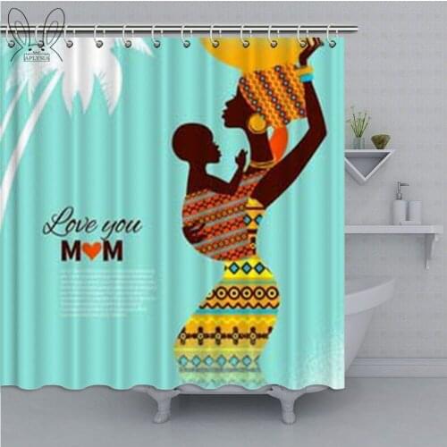 Retro Style Printed Shower Curtain American African Mom And Baby Waterproof Bathroom Curtain Polyester Fabric For Bath Decor Set