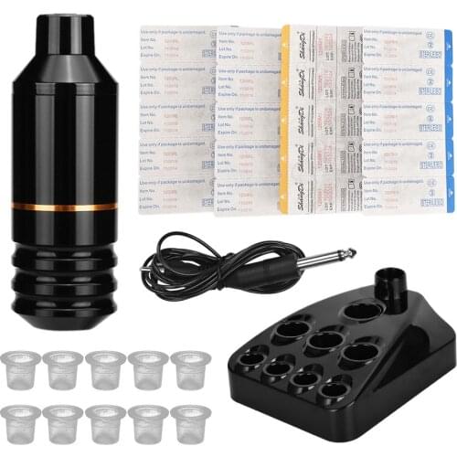 Rotary Tattoo Machine Set Powerful Motor Permanent Makeup Needle Cartridges Tattoo Pen Tools with Power Supply for Body Art