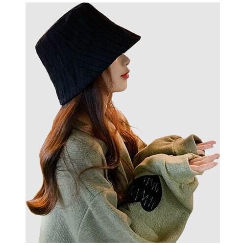 Womens Fishermans Hat Autumn And Winter Fashion Solid Color Cap Female Bucket Hat Female Hip Hop Cap Versatile Decorative Hats