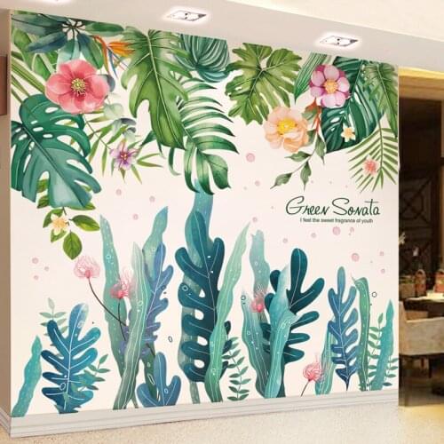 [SHIJUEHEZI] Plant Leaves Wall Stickers DIY Seaweed Group Wall Decals for Living Room Kids Bedroom Kitchen Home Decoration
