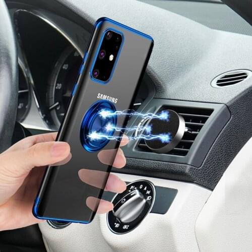 Elecplated Soft Case for Samsung Galaxy S21 S20 FE Ultra Plus Note 20 10 Lite 9 8 S10 S9 A51 A71 A91 A50 A70 Finger Ring Cover
