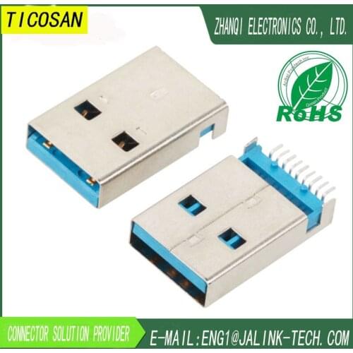 TICOSAN USB3.0 A TYPE MALE SMT L=18.7mm/17.65 sink1.85 t for USB3.0 U DISK ADPATER Connector OEM manufacturer Supplier