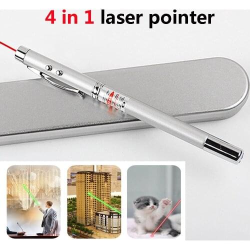 Four-in-one laser pointer retractable electronic pointer command speech conference ballpoint pen laser LED light instruction