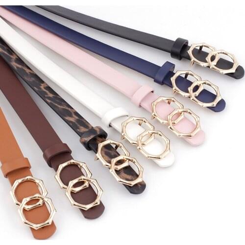 Leisure Women Belts For Jeans Dress Fashion Personalized Double Loop Round Buckle Waist Leather Strap High Quality Belt