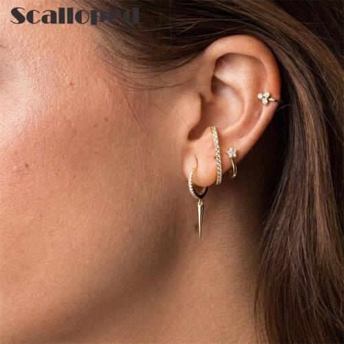 SCALLOPED European Vintage Triangular Cone Drop Earrings Baroque Court Style Luxurious Ear Rings For Women Fashion Jewelry