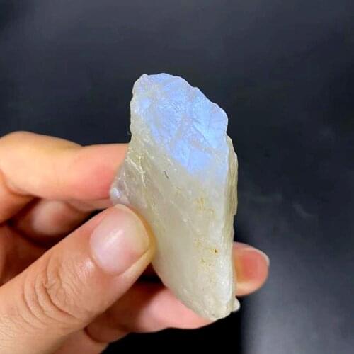 1PC Natural Moonstone Blue Light Stones Crystal Rockstone Reiki Healing Specimen Rough Mineral Decor Collecting
