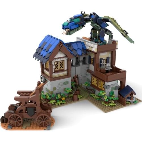 1427Pcs Dragon Attack MOC-75365 Medieval Theme Style Small Particles Model Kits Building Blocks Toy Set (Designed By Gr33tje13)