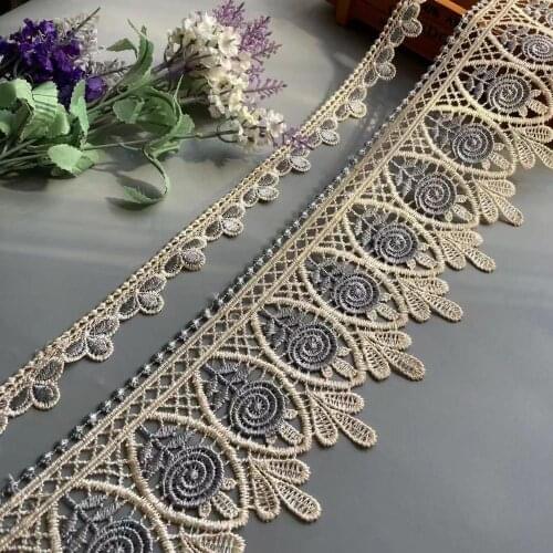 2 Yards Embroidery Blue Flower Lace Ribbon Trims for Sofa Curtain Trimmings Dress Costumes Applique Beige 10 cm 2.5 cm Hot New