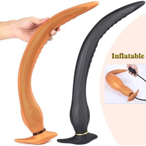 2021 Super Long Anal Plug Huge Inflatable Hollow Butt Plug BDSM Vaginal Anus Expansion Stimulus Adult Anal Sex Toy Men Women Gay
