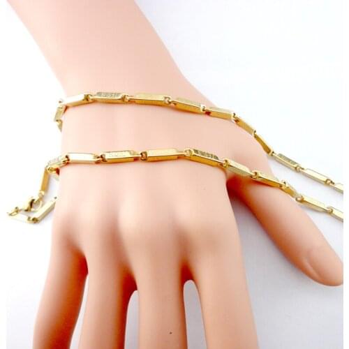 30Pcs 22.06 inch JESUS Bamboo Gold Stainless Steel Chain 56Cm Diameter 3.8mm Never fade Necklaces For Women Fashion Jewelry R532