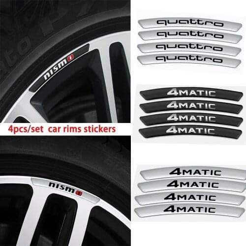 4x Car Decal Sticker Valve cover Wheels Rims Car Sticker For 4MATIC Quattro Audi A1 A2 A3 A4 A5 A6 BMW E90 MercedesBenz