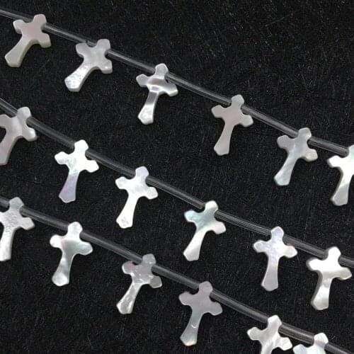 40pcs wholesale 10*15mm special white cross Loose Mother of pearl beads for women or man Mother of Pearl Shell of beads