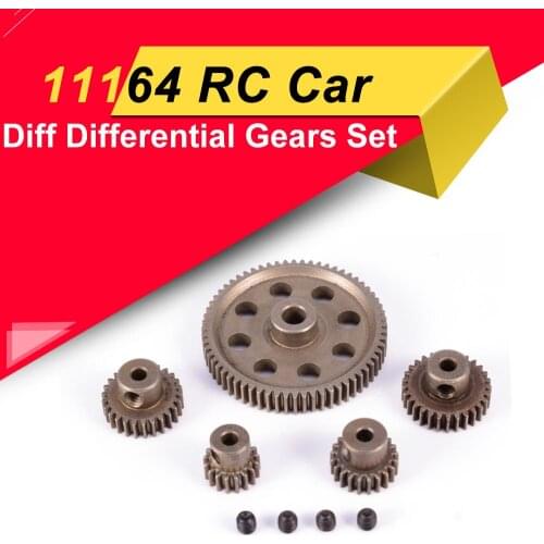 5pcs Metal Diff Differential Main Gear 5MM 64T Motor Pinion Gears 3.17MM 17T 21T 26T 29T for Traxxas Hsp Redcat 11164 RC Truck