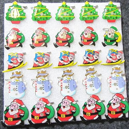50PC Flashing LED Snow Man Brooch Pin Light Up Santa Claus Badge Kids Toys Party Gift Glow Party Christmas Xmas Birthday