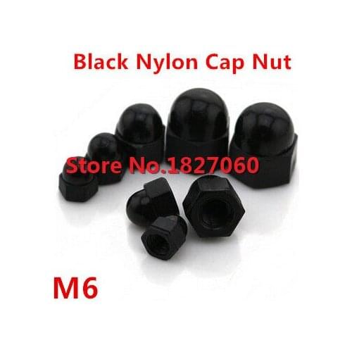 500 Pieces M6 Black Nylon Acorn Dome Head Hex Angel Nut DIN1587 Cap Nuts
