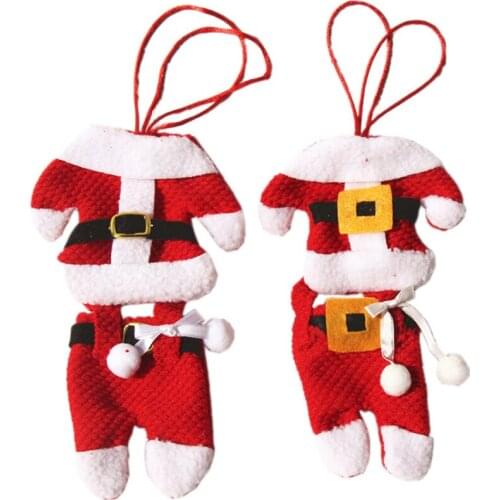 60 sets Christmas Silverware Holders Xmas Cutlery Holder Party Decorations Santa Suit Dinner Table Decor Knife Fork Pocket Bags