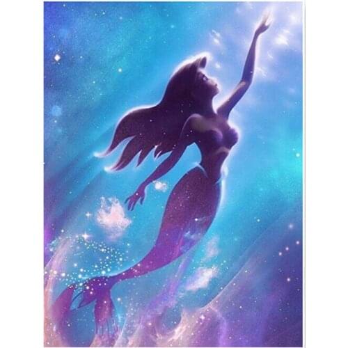 Disney Full Round Diamond Mosaic Mermaid 5D DIY Diamond Painting Cartoon Cross Stitch Kits Full Square Drill Home Decoration