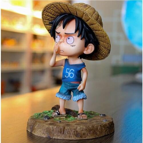 Anime One Piece Toys Monkey D Luffy Q Version Cute Version Silly Luffy With Swollen Face Figure Toys PVC Model Gifts Collectible