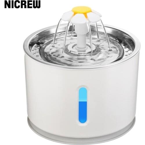 NICREW Automatic Cat Fountain USB Pet Drinking Water Dispenser Electric LED Dog Drinking Fountain Cat Feeder Drink Filter