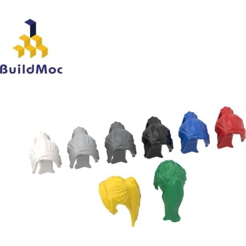 BuildMOC 62696 WIG W/LONG PONYTAIL For Building Blocks Parts DIY Construction Classic Brand gift Toys