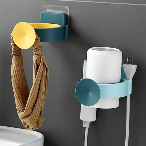 Hair Dryer Holder, Bathroom Hair Dryer Hanging Rack Organizer with Hook, Hair Care Tools Plastic Holder Wall Mount Rack