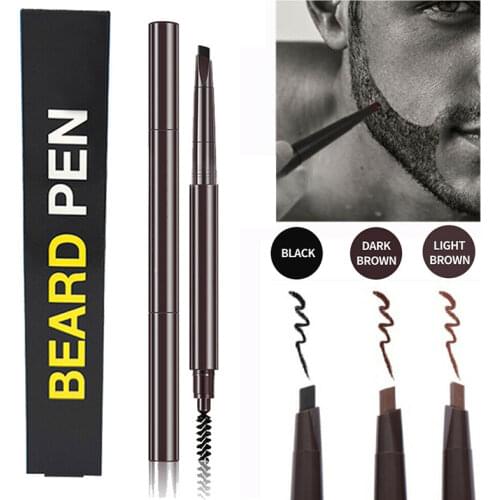 Men Beard Filling Pen Pencil Filler Pencil Brush Moustache Coloring Coverage Enhancer Mustache Repair Shape Waterproof 3Colors