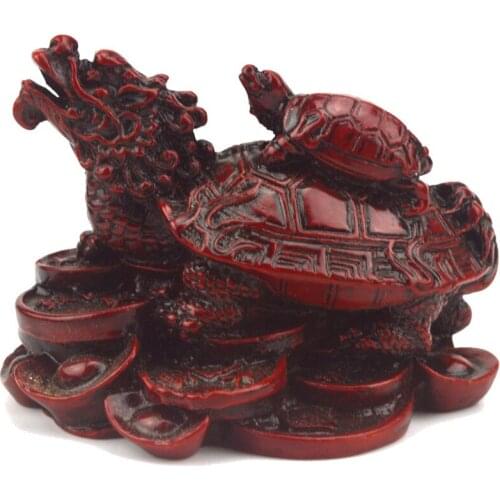 Feng Shui Brass Dragon Tortoise with Coin Statue Figurine AA308