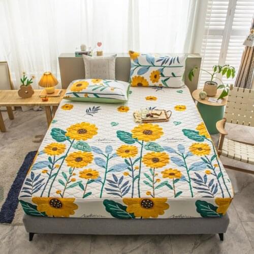 Upzo-Flower Series Cotton Fitted Sheet Adjustable Sheets 150 Bed Cover Sheets 180x200 Bed Sheet With Elastic Bands Home Textile