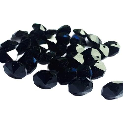 2000pcs/lot Black Color 14mm Crystal octagon Chandelier Beads in Two holes machine cut K9 crystal lighting beads