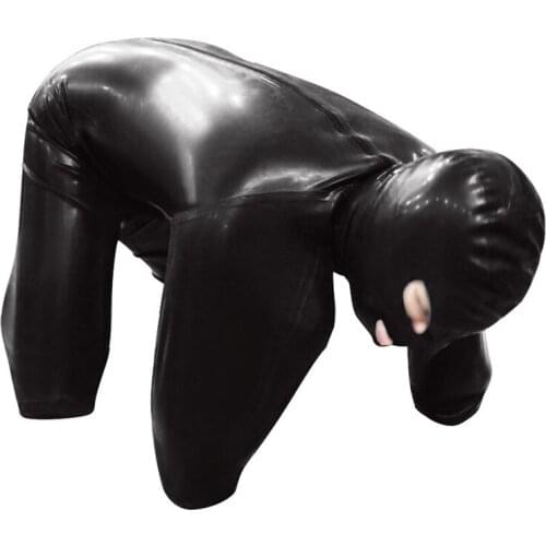 Men Sexy Wetlook Faux Leather Latex Catsuit Bodysuit Erotic Lingerie zentai gay cosplay fetish Wear pvc costume Black Prisoner