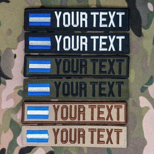 Custom Name Tape El Salvador Flag Embroidery Patch Hook And Loop Multicam Green ACU Black AU FG Tan EMR AOR