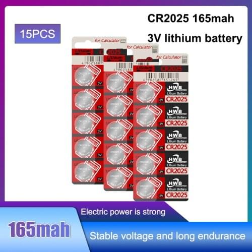 15Pcs 3V CR2025 ECR2025 LM2025 DL2025 BR2025 For Eaxell Button Coin Cell Lithium Battery for Watch Remote Control Computers