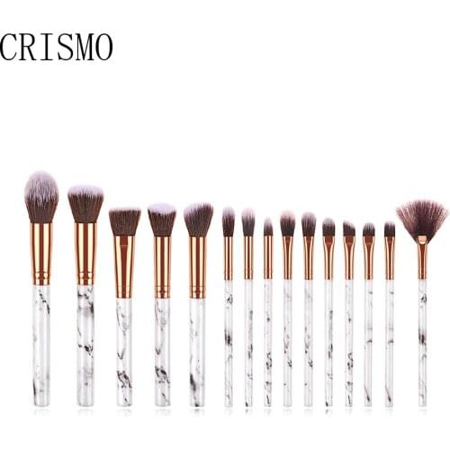 CRISMO 15Pcs Marbling Makeup Brushes Set Cosmetic Powder Foundation Brush Eyeshadow Lip Make Up Brush Set Beauty Tool Maquiagem