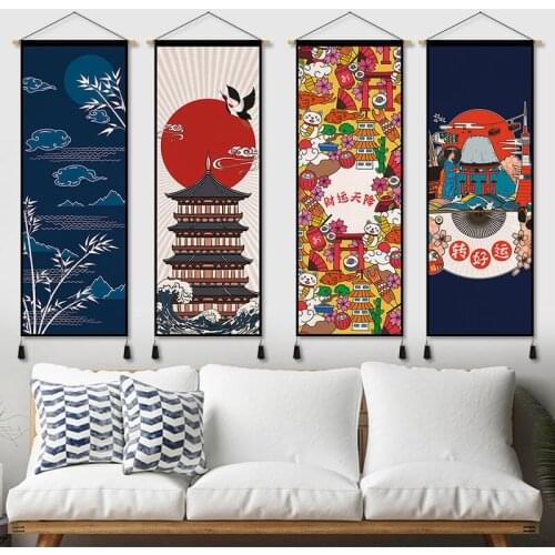 Japanese Sushi Restaurant Wall Art Canvas Painting Scroll Hanging Paintings Poster Room Decor Tapestry Decorative Painting