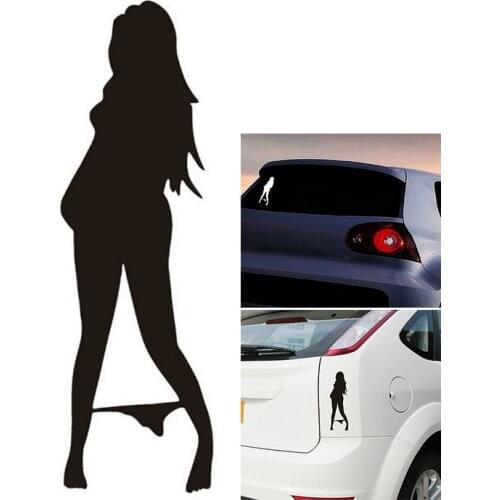 New 1Pcs White Black Hot Sexy Seductive Ladies Angel Devil Girls Turning Car Window Decal Vinyl Sticker Car Exterior Accessories