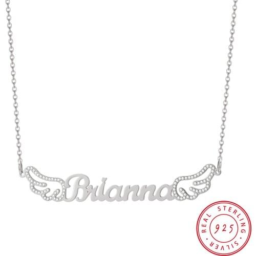 MYDIY 925 Sterling Silver Custom High Quality Crystal Zircon Name Necklace with Personalized Necklace Birthday Gift for Her