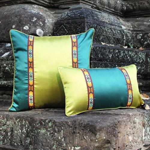 Colorful Angkor Series 16x16 Inchs Crepe Striped Throw Pillow Cover Decorative Sofa Couch Cushion Cover Boho Court Design