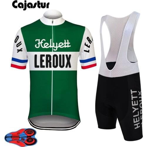 Retro men green cycling jersey set summer 9D gel Pad bib pants cycling tops short sleeve mtb ropa ciclismo bike clothing