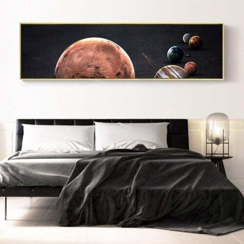 Nordic Space planet astronaut universe Long Mars Picture wall Poster painting living room bedroom Canvas Painting Wall Art Mural