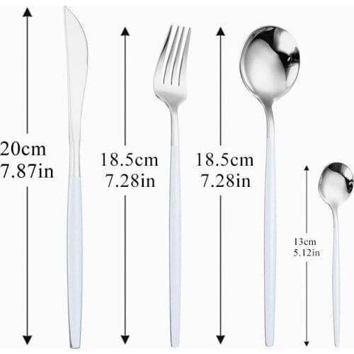 Stainless Steel Cutlery Dinnerware Set White Silver Mirror Flatware Fork Knife Set Chopsticks Christmas Spoon Party Dropshipping