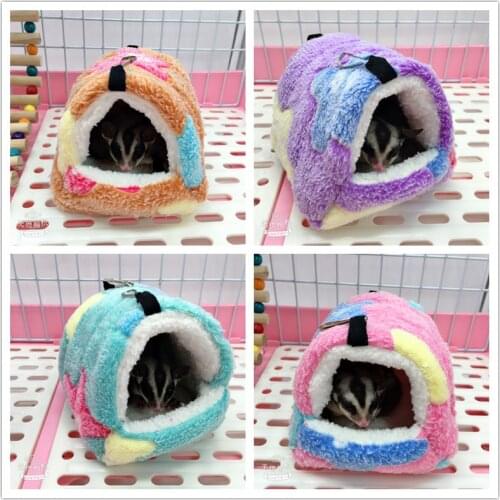 Warm Pet Nest Flannel Hamster Nest Squirrel Honey Bag Flying Guinea Pig Chinchilla Hangable Winter Supplies Soft Small Pet Nest